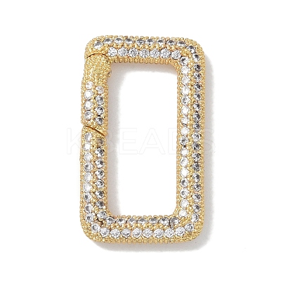 Rack Plating Brass Micro Pave Cubic Zirconia Sping Gate Rings KK-NH0002-16G-01-1
