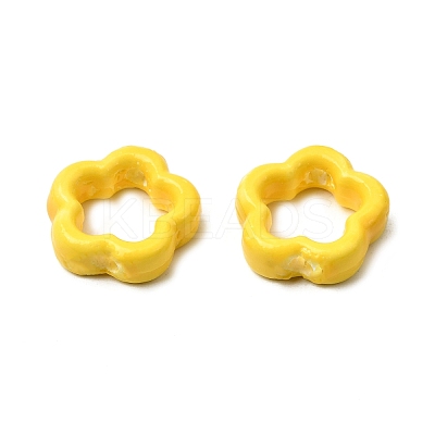 Flower Hollow Glazed Porcelain Bead Frame PORC-A034-09L-1