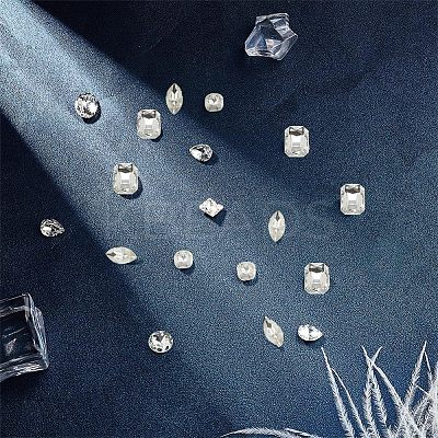 70Pcs 7 Style DIY Pointed Back K9 Glass Rhinestone Cabochons RGLA-CA0001-07-1