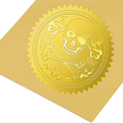 Plastic Self Adhesive Gold Foil Embossed Stickers DIY-WH0211-173-1