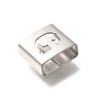 Letter Style 304 Stainless Steel Square Slide Charms STAS-L132-20G-1