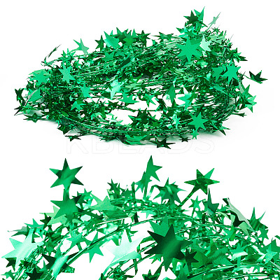 PVC Sparkly Star Metallic Garland with Iron Wire AJEW-TAC0034-08A-1
