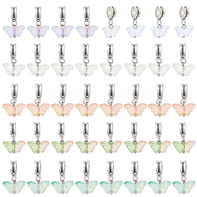 40Pcs 5 Colors Glass Pendants PALLOY-PH01816-1
