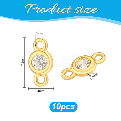 10Pcs 925 Sterling Silver Micro Pave Clear Cubic Zirconia Connector Charms STER-PH0004-14-1
