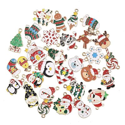 Christmas Alloy Enamel Pendants ENAM-G234-01G-1