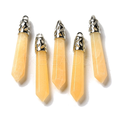 Natural Yellow Jade Pointed Big Pendants G-Z055-01P-19-1