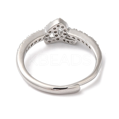 Rack Plating Brass Cubic Zirconia Arabic Letters Adjustable Rings for Women RJEW-S407-10P-01-1