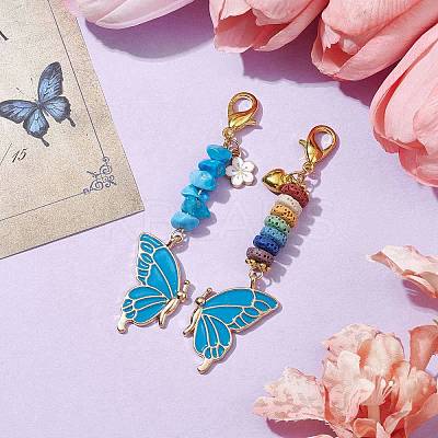 Butterfly Alloy Enamel Pendants Decoraiton HJEW-JM01637-04-1