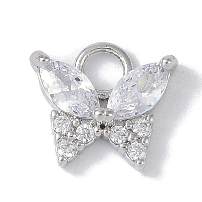 Rack Plating Brass Micro Pave CLear Cubic Zirconia Charms KK-E110-10P-1