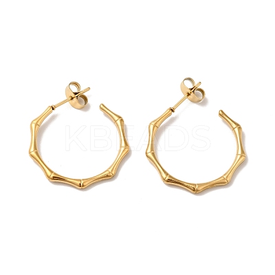 Ion Plating(IP) Bamboo Joint Ring 304 Stainless Steel Stud Earrings EJEW-A081-20G-1