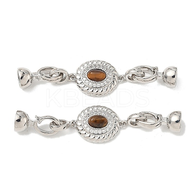 Brass Micro Pave Clear Cubic Zirconia Fold Over Clasps KK-U059-39P-1
