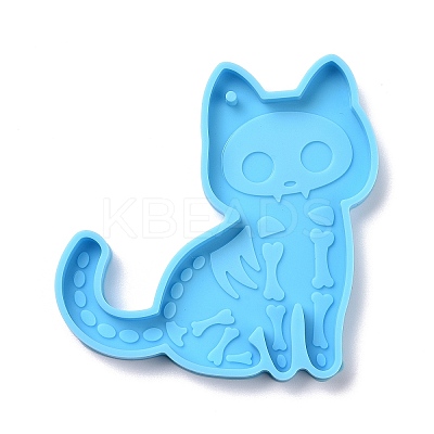 Skull Cat Shaped Pendant Silicone Molds DIY-L067-J01-1