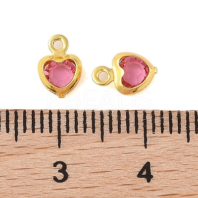 Heart Rack Plating Brass Glass Pendants X-KK-S385-01G-03-1