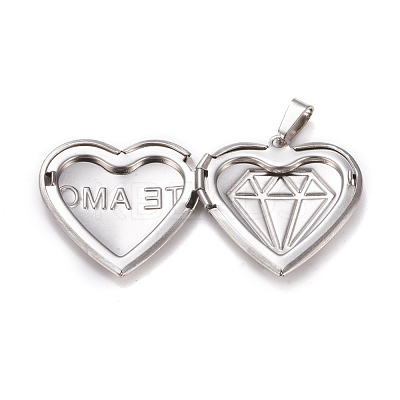 Tarnish Resistant 304 Stainless Steel Locket Pendants STAS-K197-05P-1