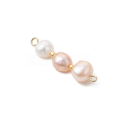Three-Color Natural Pearl Potato Beaded Connector Charms PALLOY-JF04901-1