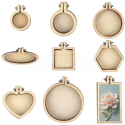 9Pcs 9 Styles Wood Embroidery Hoop DIY-CP0012-43A-1