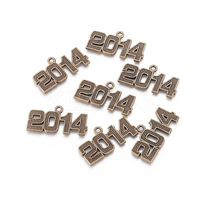Tibetan Style Year 2014 Number Pendants TIBEP-Q012-AB-FF-1