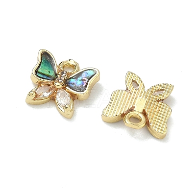 Brass Micro Pave Clear Cubic Zirconia Charms KK-F926-03G-1