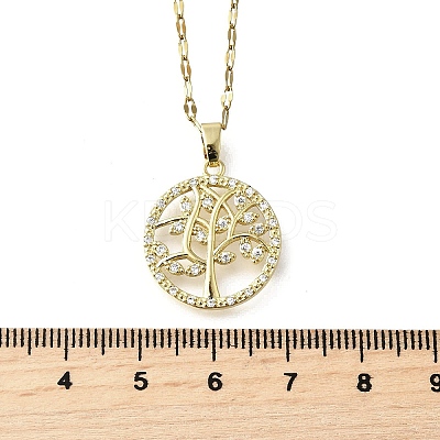 Brass Micro Pave Clear Cubic Zirconia Tree of Life Pendants LS-NJEW-H066-01B-G-1