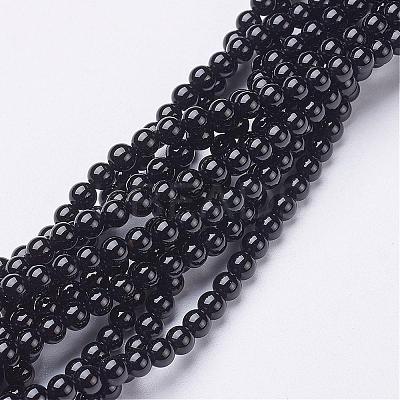Natural Black Onyx Round Beads Strands GSR18mmC097-1