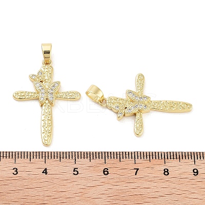 Rack Plating Brass Micro Pave Clear Cubic Zirconia Pendants KK-Z064-22G-1