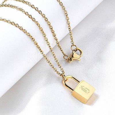 304 Stainless Steel Rolo Chain Pendant Necklaces NJEW-S444-01G-02-1