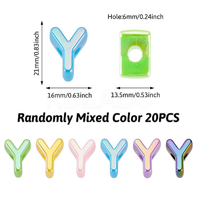 20Pcs UV Plating Opaque Acrylic European Beads OACR-TADJ0001-16Y-1