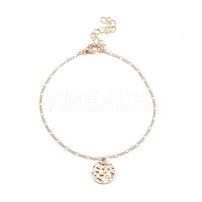 4Pcs 4 Style Boho Alloy Chain Anklets Set with Resin Pearl Beaded and Flat Round Charm SJEW-D009-03KCG-1
