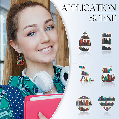 DIY Bookshelf Acrylic Dangle Earring Making Kit DIY-TA0009-66-1