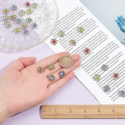 30Pcs 6 Colors Evil Eye Alloy Glass Cabochons MRMJ-GO0001-03-1