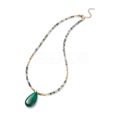 Natural Moss Agate Necklaces Sets for Women NJEW-JN03987-1