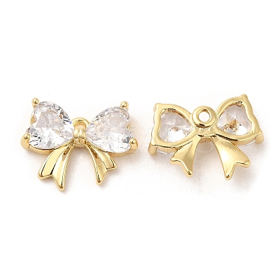 Brass and Clear Cubic Zirconia Pendants ZIRC-Q202-16G-1