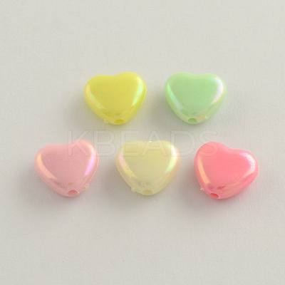 AB Color Plated Heart Acrylic Beads X-SACR-Q106-07-1