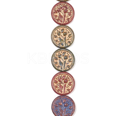 Painted Glass Beads Strands X-GLAA-F133-07G-1