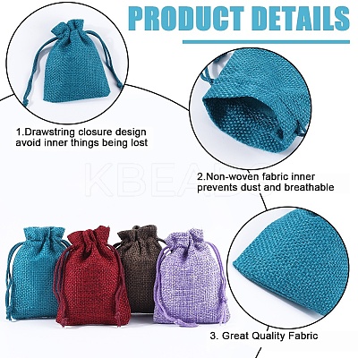 24Pcs 12 Colors Burlap Packing Pouches Drawstring Bags ABAG-BBC0001-09-1