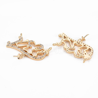 Brass Micro Pave Clear Cubic Zirconia Peg Bails Links Connectors KK-T062-191G-NF-1