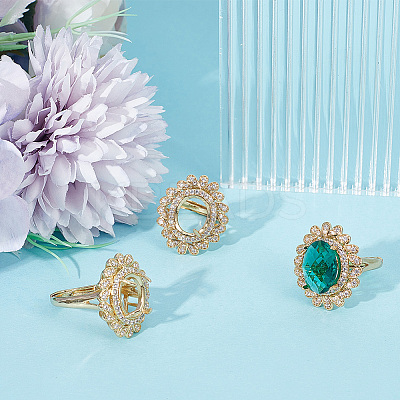 3Pcs Adjustable Brass Micro Pave Clear Cubic Zirconia Finger Ring Components ZIRC-BBC0001-94-1