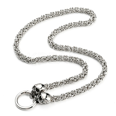 304 Stainless Steel Byzantine Chain Necklace NJEW-D046-03AS-1