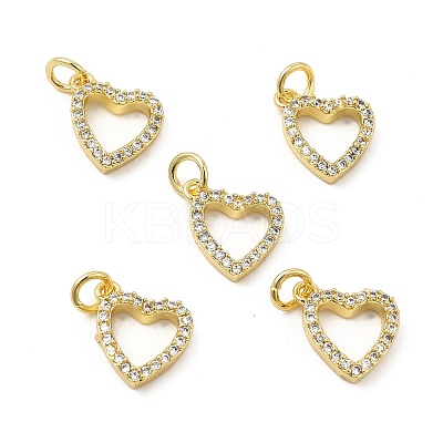 Brass Micro Pave Clear Cubic Zirconia Charms KK-E068-VB174-1