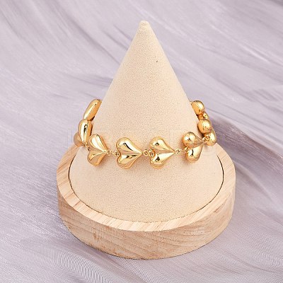 304 Stainless Steel Heart Link Chain Bracelets for Valentine's Day Gift BJEW-D359-17B-G-1