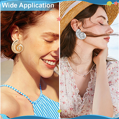 2 Pairs 2 Colors Zinc Alloy Conch Stud Earrings EJEW-PH0002-05-1