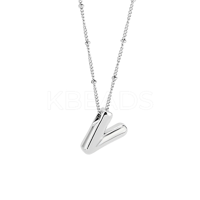 1pc Brass Chain with Alloy Letter Pendants Necklaces NJEW-LP0001-41V-P-1
