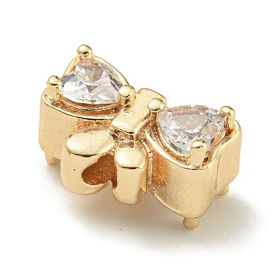 Rack Plating Brass Micro Pave Cubic Zirconia Bead KK-K386-19G-1
