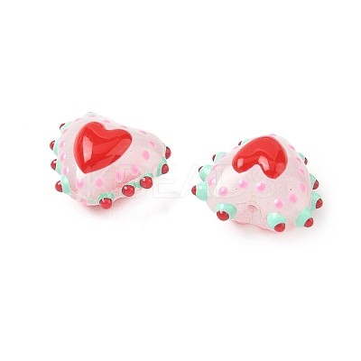 Baking Paint Glass Bumpy Beads Heart LAMP-V001-09I-1