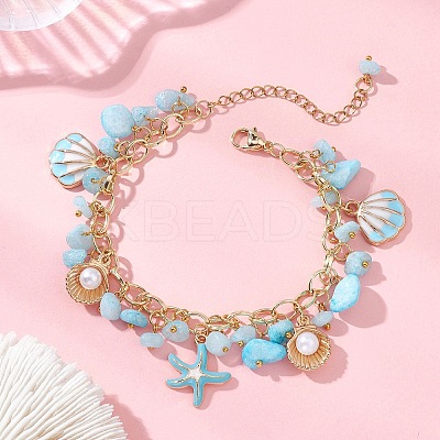 Natural White Jade Chip Beads Bracelets BJEW-JB13155-01-1