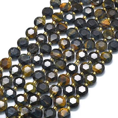 Natural Yellow Blue Tiger Eye Beads Strands G-C116-A124-01-1