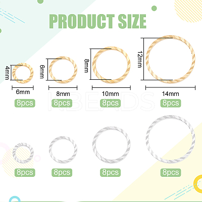 64Pcs 8 Style Brass Linking Rings KK-BC0009-44-1