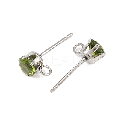 304 Stainless Steel Micro Pave Cubic Zirconia Stud Earring Findings STAS-H240-56P-06-1