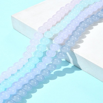 4 Strands 4 Colors Imitation Jade Glass Round Beads Strands GLAA-FS0002-07-1