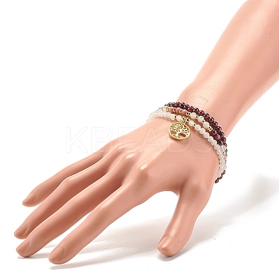 Stone Stretch Bracelets Set BJEW-JB07333-1